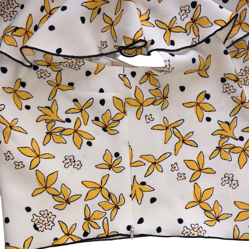 Zara Floral Ruffle Top Size S - Picture 4 of 6
